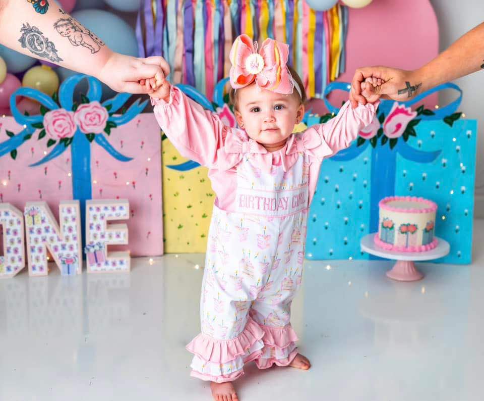 RTS: Smocked Birthday Girl Overall Set