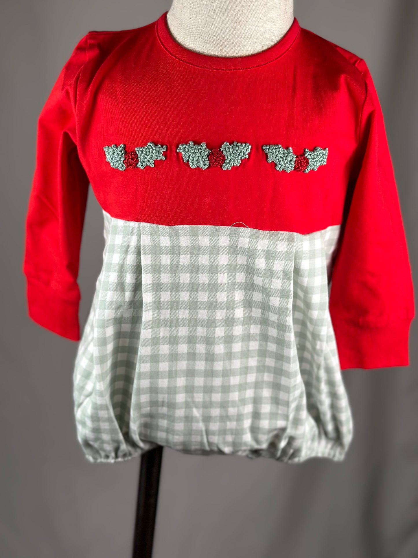SALE - Holly & Gingham Boys Bubble 9m