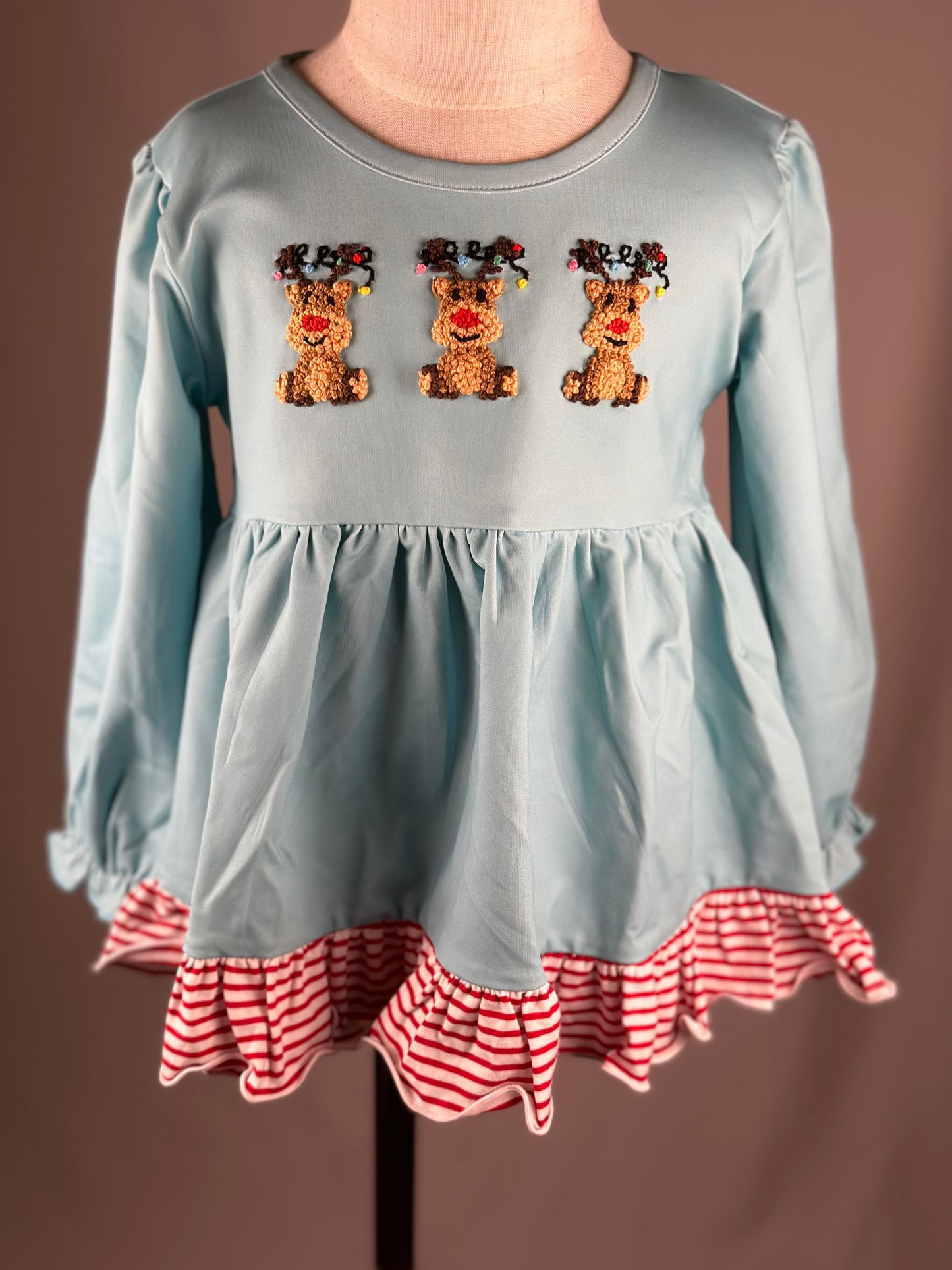 RTS - Reindeer Lights Girl Bloomer Set 3T