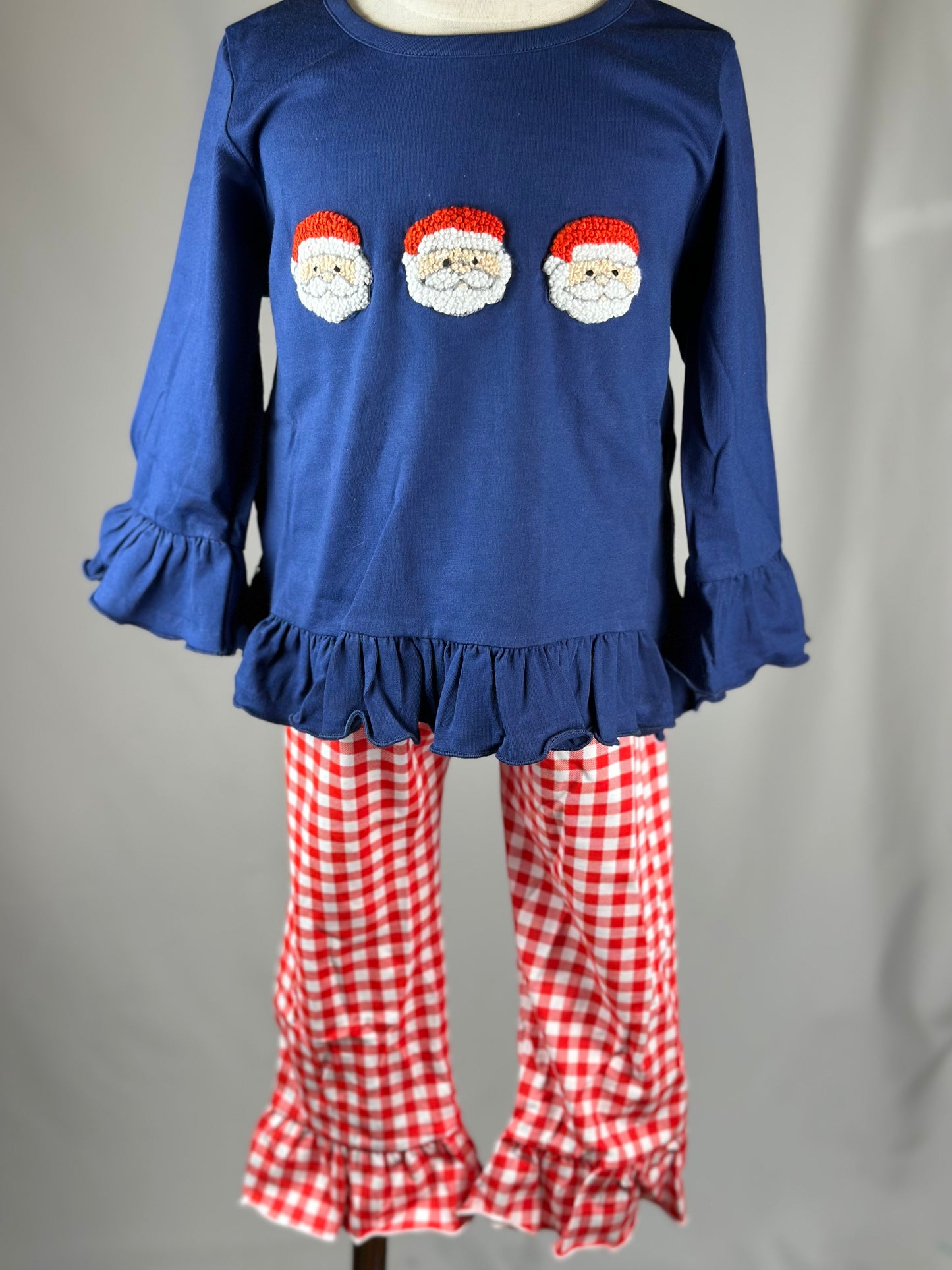 SALE - French Knot Santa Girls Pant Set 2T