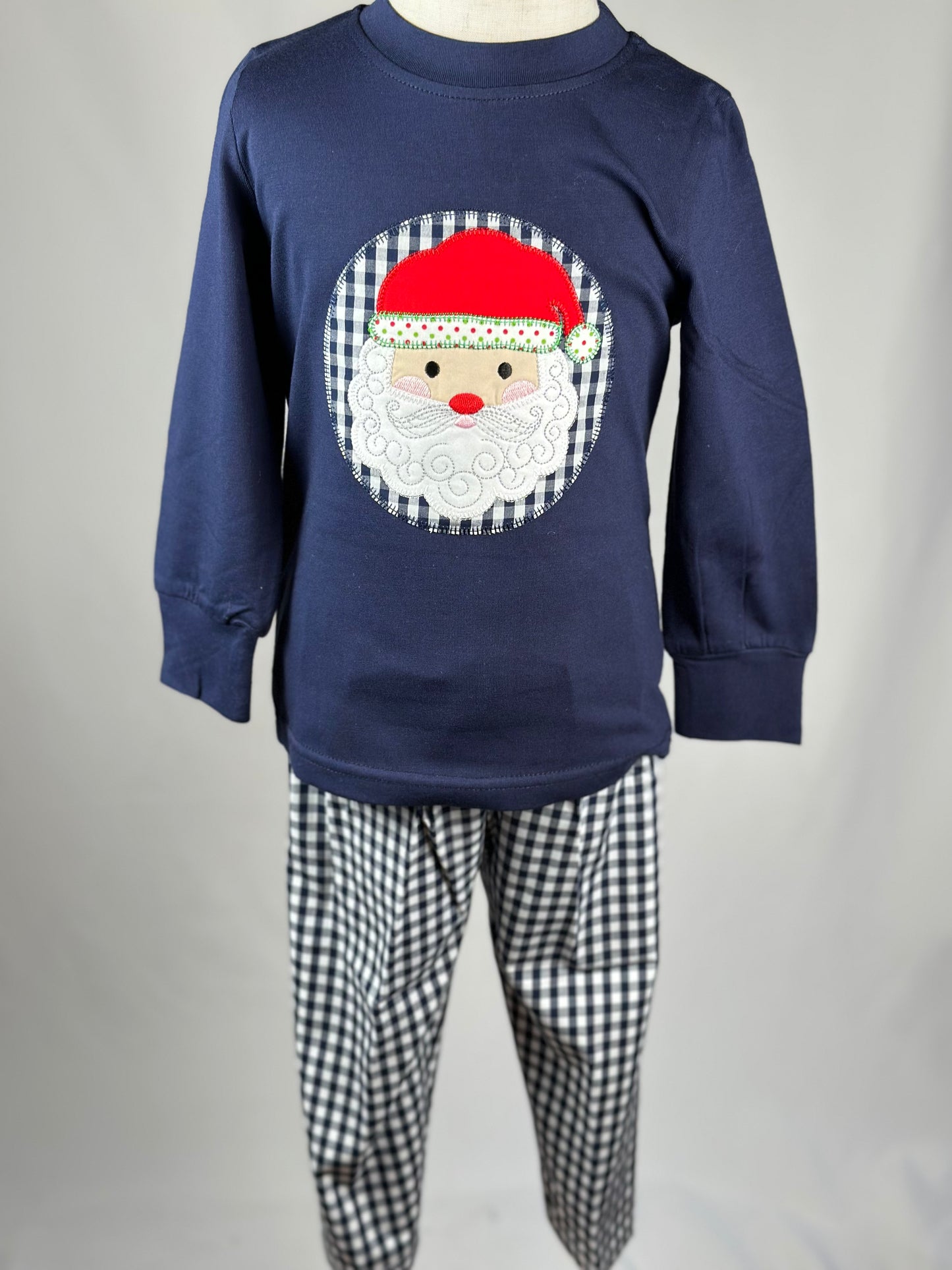 SALE - Gingham Santa Boys Pant Set