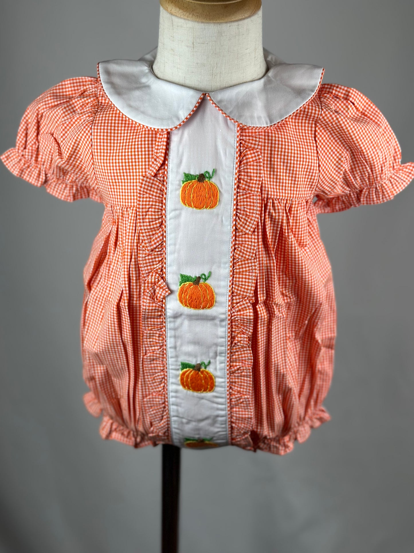 SALE - Embroidered Pumpkin Girls Bubble