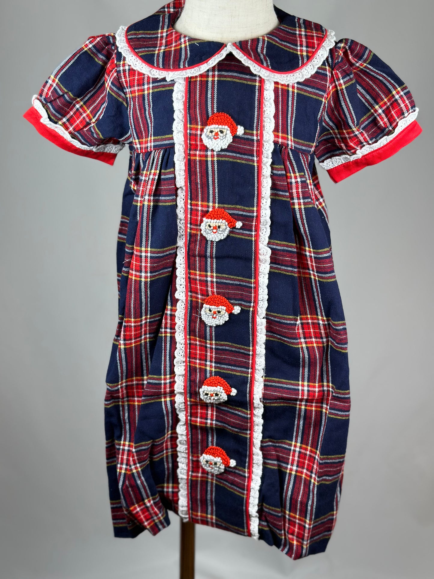 SALE - French Knot Tartan Santa Dress