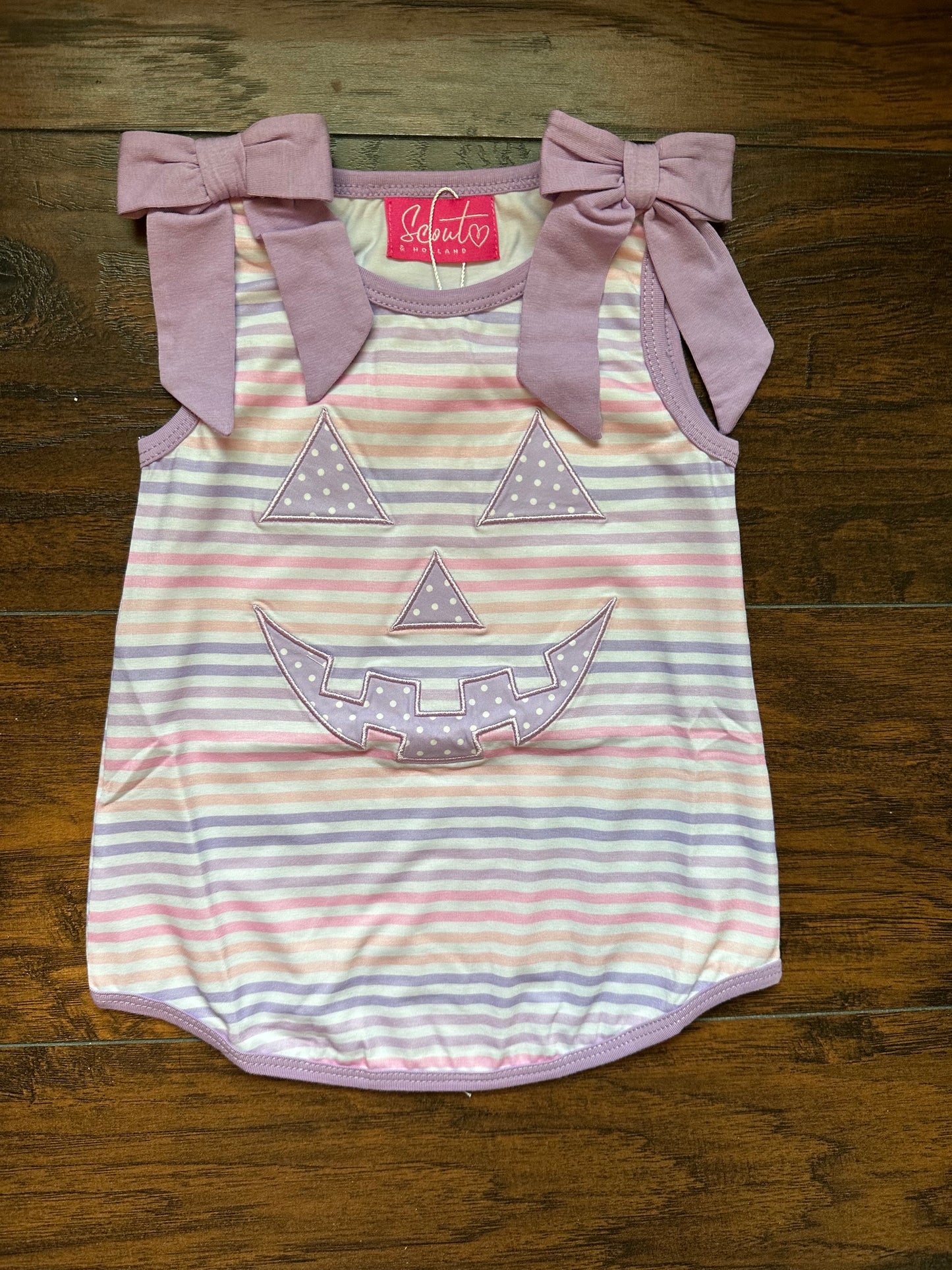 SALE - Pumpkin Face Striped Dress 12/18m