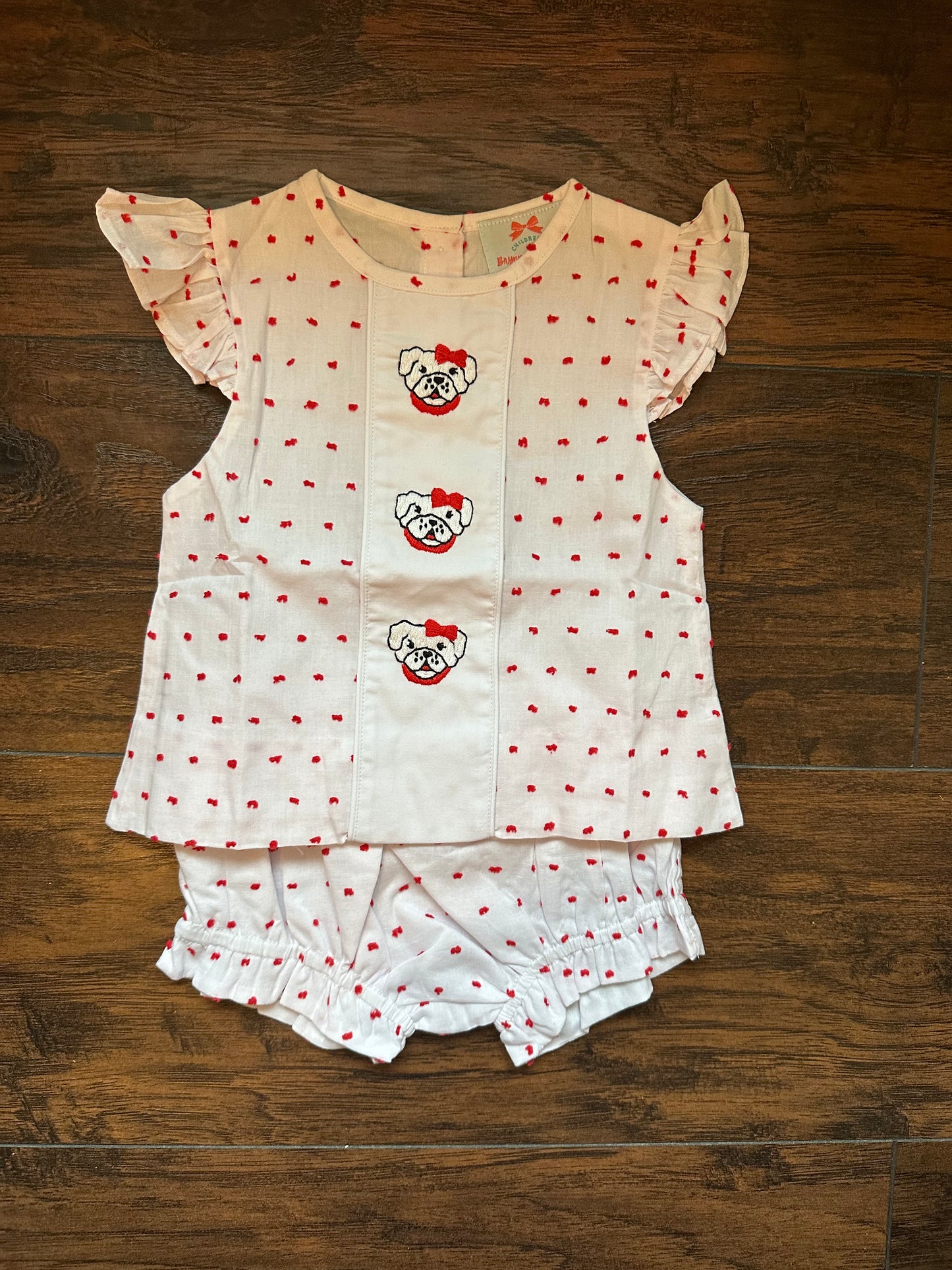 SALE - Bulldog Embroidered Bloomer Set 6M