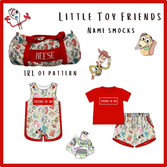 WS PREORDER 35 - Little Toy Friends Name Smocks: ETA February