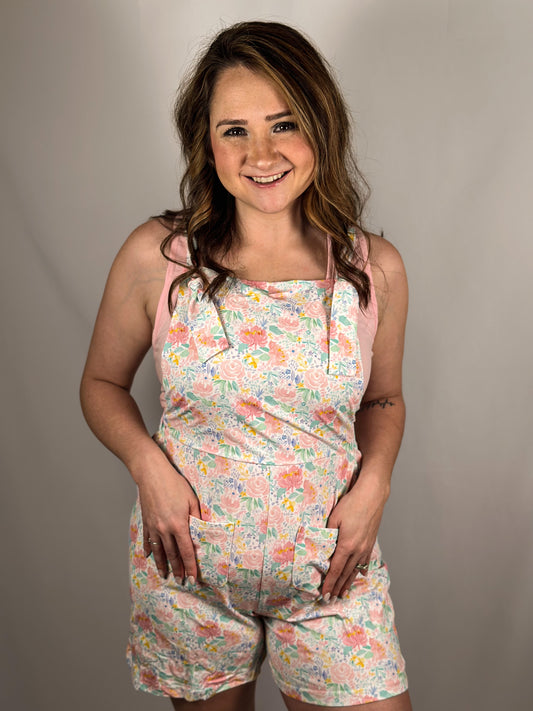 SALE - Pastel Floral Ladies Overall Set