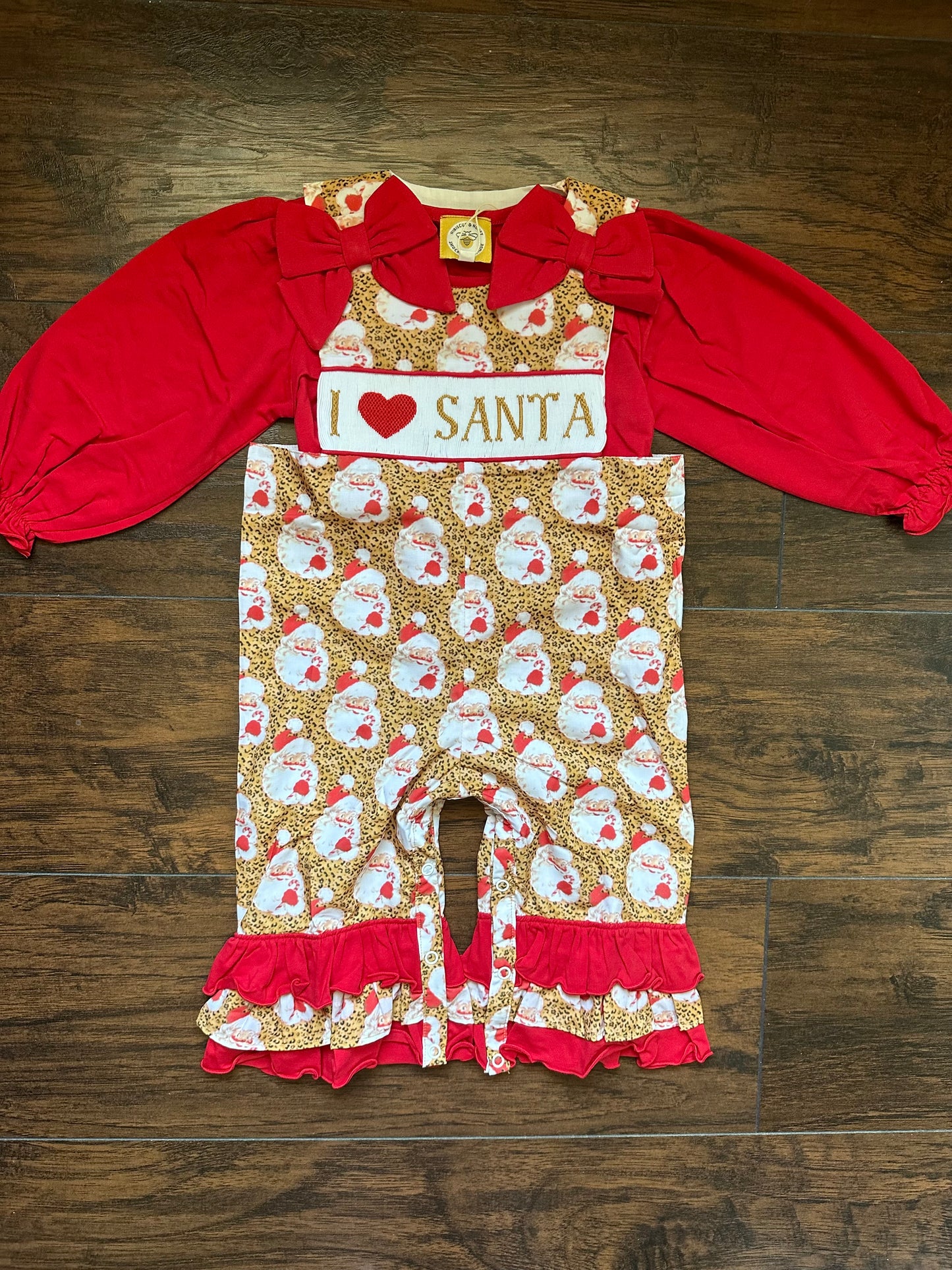 RTS- I ❤️ Santa Girls Romper