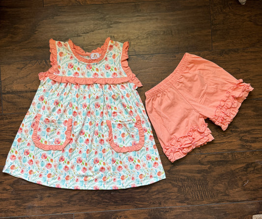 RTS - Girls Peach Blossom Short Set size 6