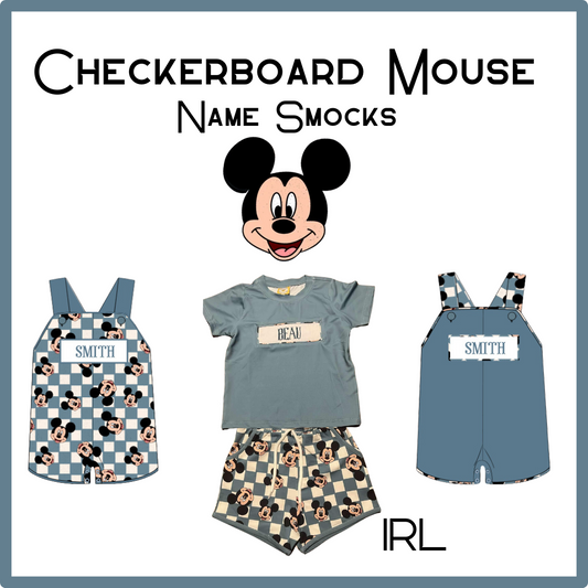 WS PREORDER 35 - Checkerboard Mouse Name Smocks: ETA February