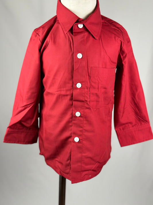 RTS - Boys Maroon Woven Button Up