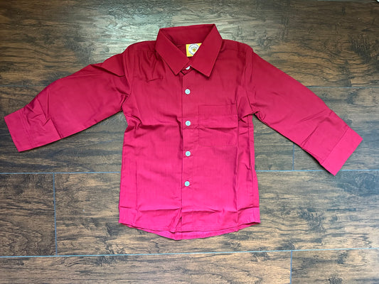 RTS - Boys Maroon Woven Button Up