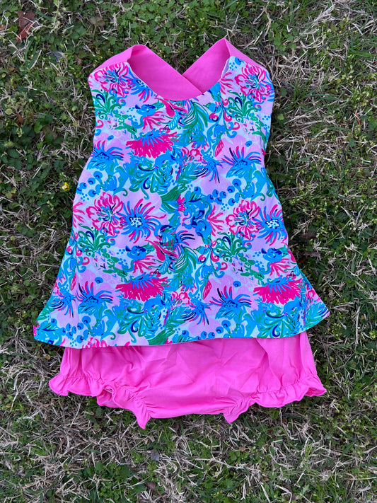 RTS - Summer Floral Girl Bloomer Set