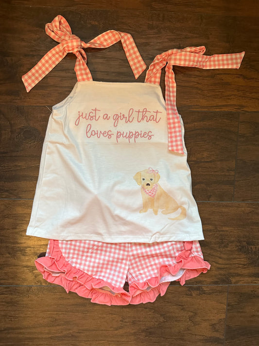 RTS - Just A Girl Who Loves Puppies Short Set 3T