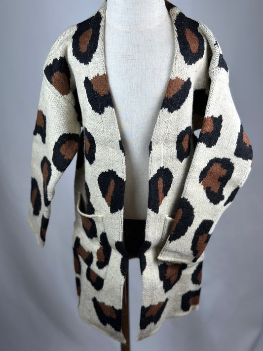 RTS - Leopard Oversized Girls Cardigan 2T