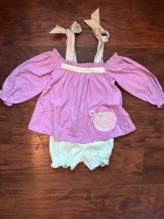 RTS - Trick or Treat Long Sleeve Bloomer Short Set