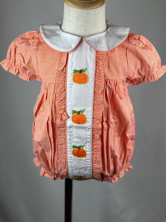 RTS - Embroidered Pumpkin Girls Bubble