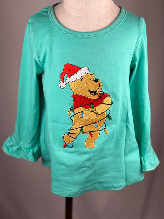 RTS - Pooh’s Christmas Lights Girls Shirt Only