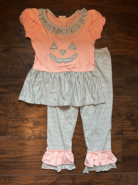 RTS - Pumpkin Face Girl Pant Set