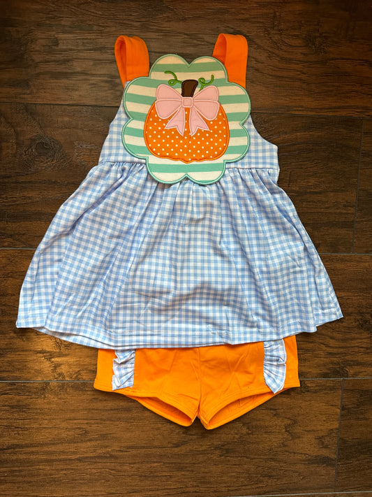 RTS - Cute as a Pumpkin Girl Short Set 2T