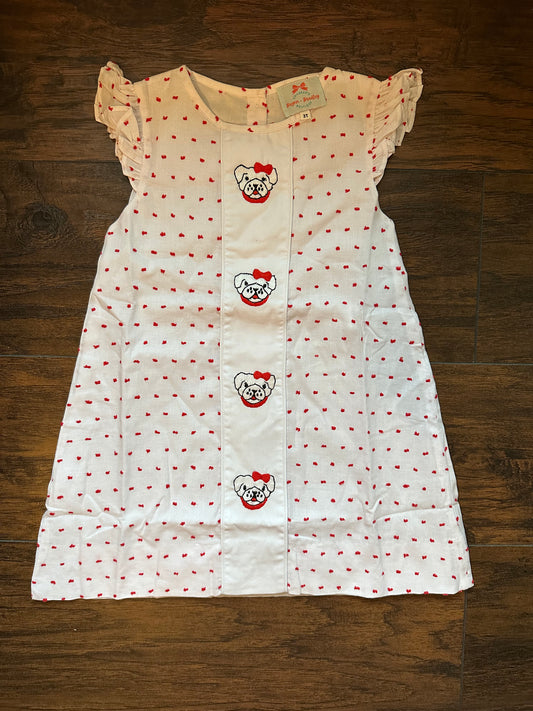 RTS - Bulldog Embroidered Dress