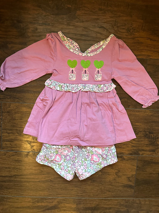 RTS - Heart Topiary Long Sleeve Short Set