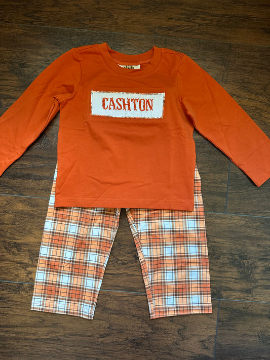 RTS MONOGRAM - CASHTON PLAID PANT SET 2T