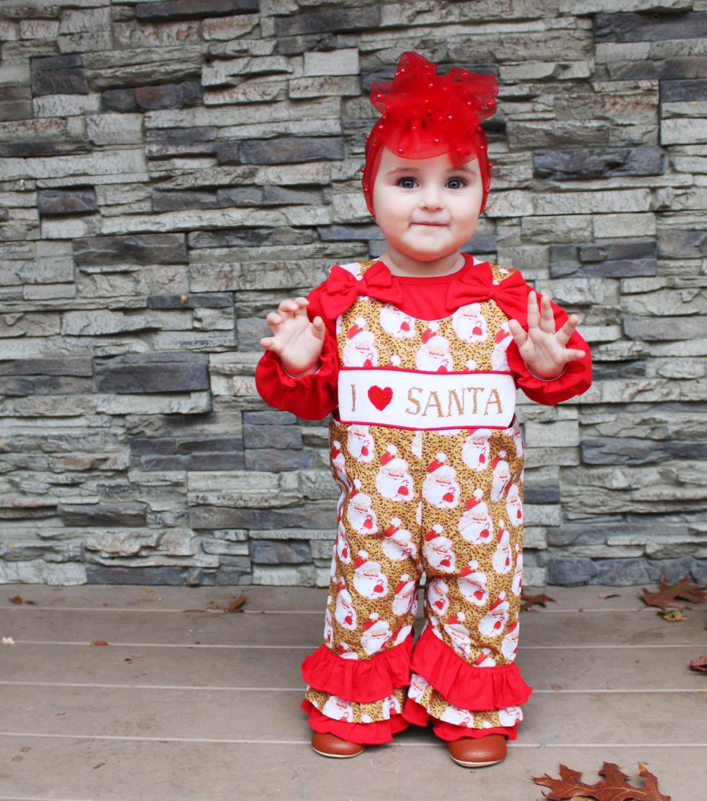 RTS- I ❤️ Santa Girls Romper