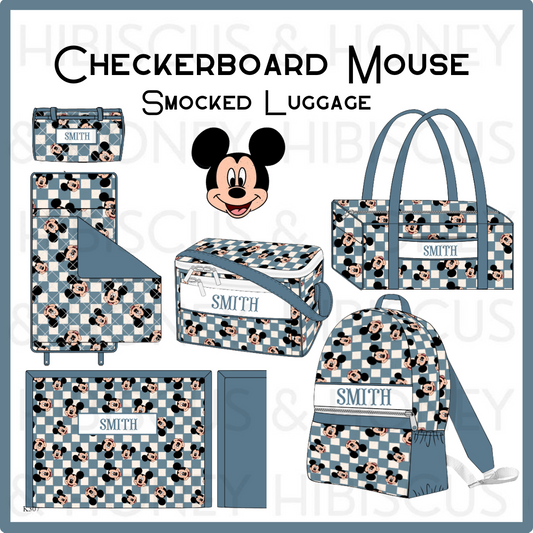 WS P032: CHECKERBOARD MOUSE SMOCKED LUGGAGE - ETA MID JULY