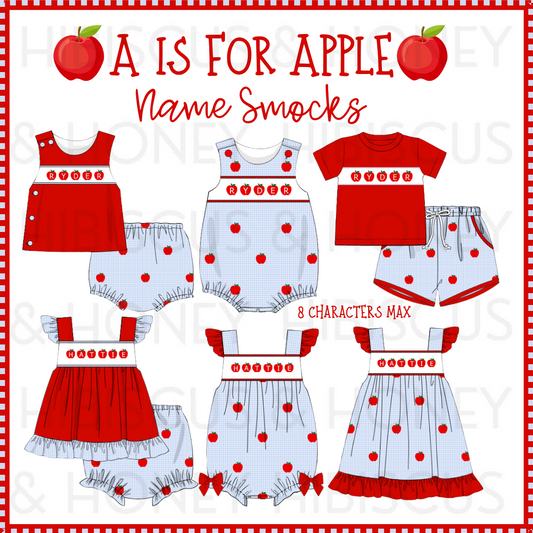 WS P032: A IS FOR APPLE NAME SMOCKS - ETA MID JULY