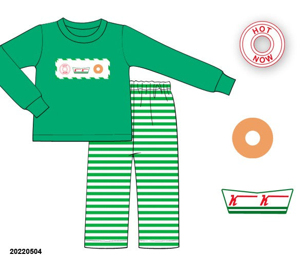 RTS: Smocked Glazed Donuts Collection - Boys Knit Pant Set